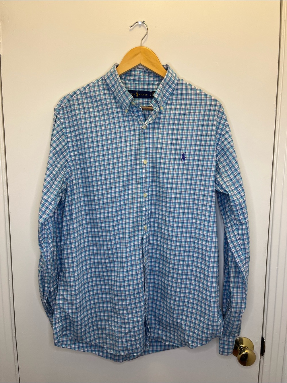 Ralph Lauren Blue & White Check Button-Down Shirt